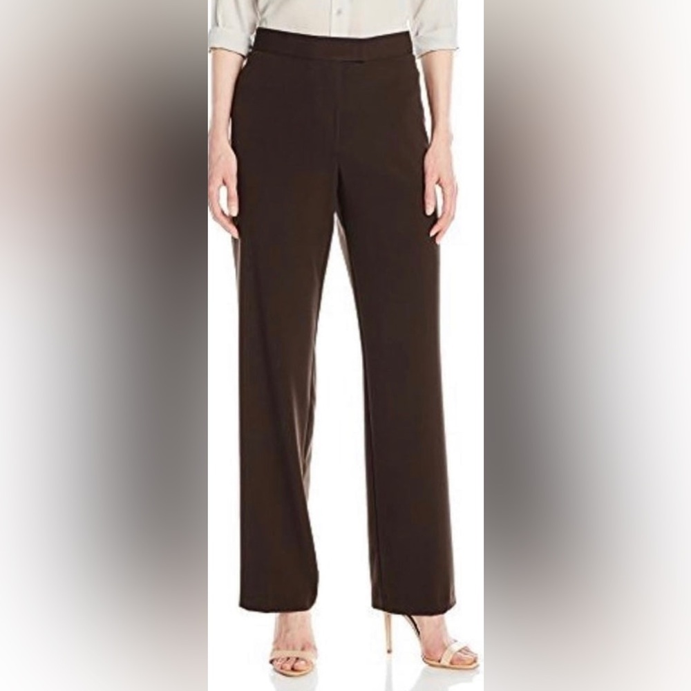 #029 - Sag Harbor, Size 16W Reg, Pull-On Straight Leg Stretch Dress Pants, Brown